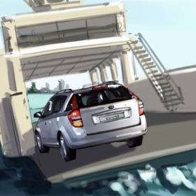 Car on a ferry Car on a ferry